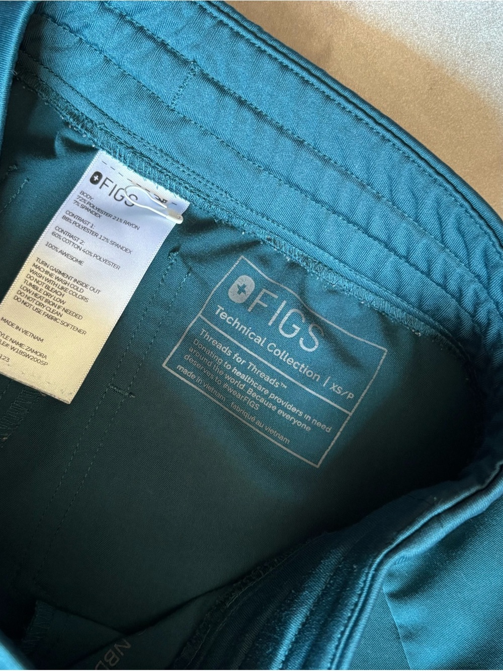 Figs Teal Jogger Scrub Pants with Pink Drawstring - Picture 5 of 10